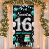 Sweet 16 Banner Silver Glitter Design 16th Birthday Banner Sweet 16 Background Sparkly Cake Pattern 16th Birthday Display