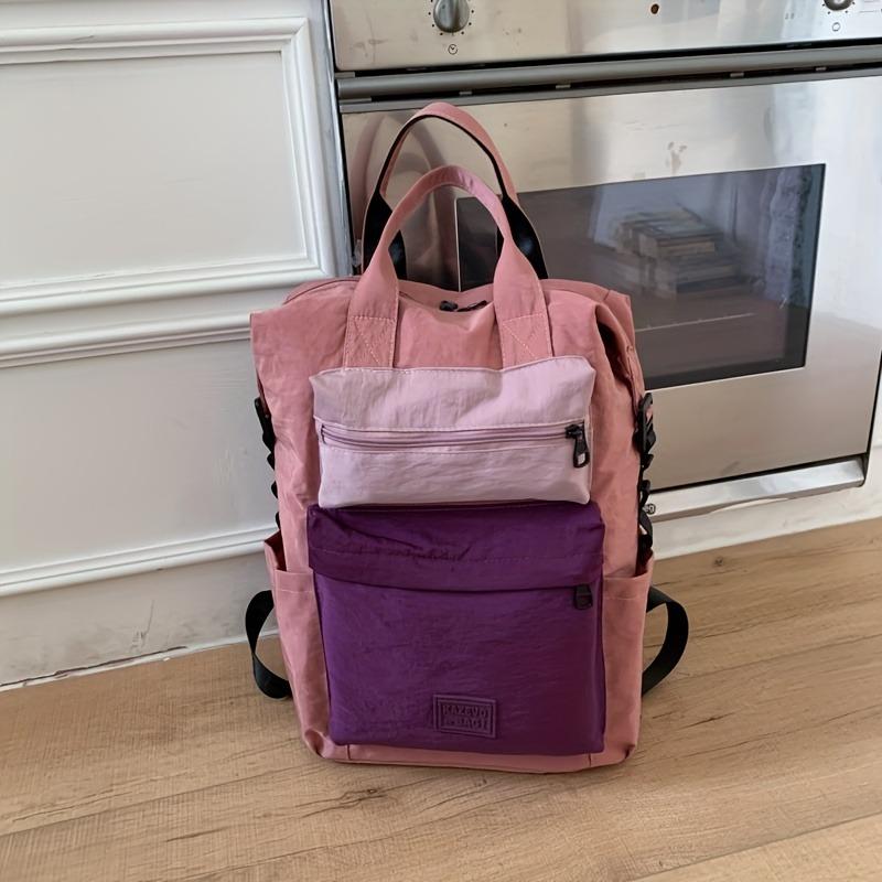 Women's Color Matching Casual Backpack Computer Bag