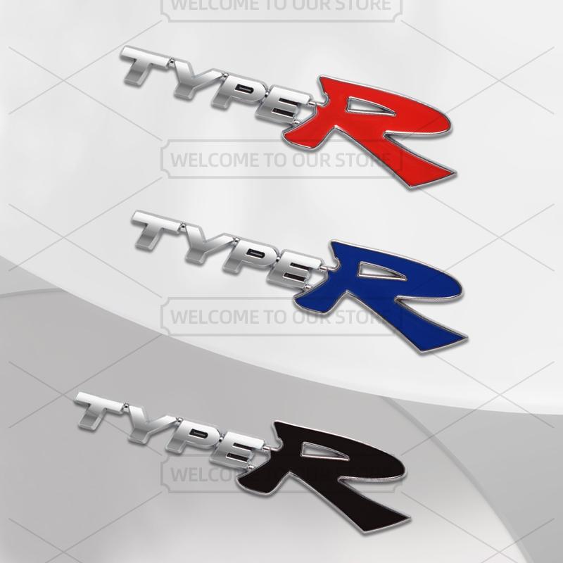 QLN2 Car 3D Metal Type R Body Emblem Badge Decals Auto Tail Sticker For Honda Civic Typer Vezel CRV HRV Jazz Fit Accord VTEC Pilot