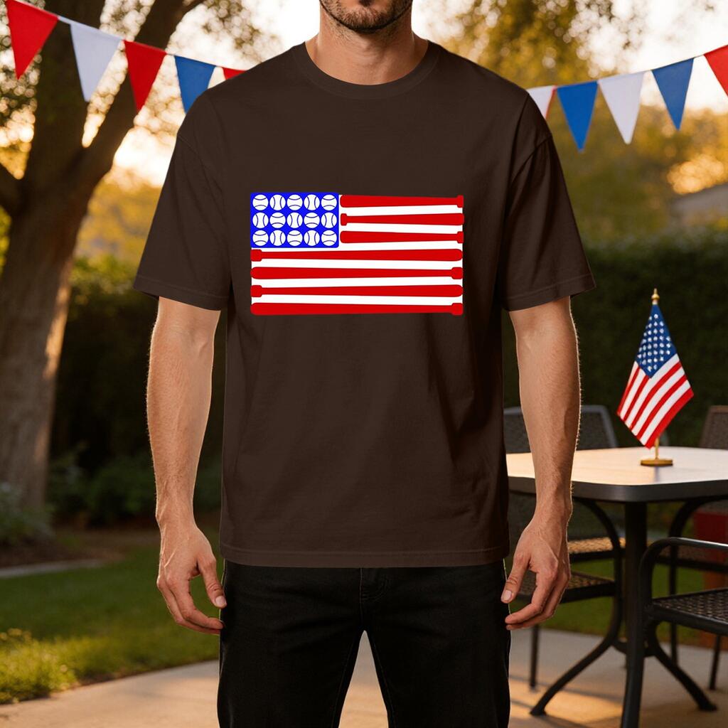 Men's Casual Independence Day T-Shirt Lightweight Breathable Ice Silk Fabric Short Sleeve Crew Neck Printed Sports Tee