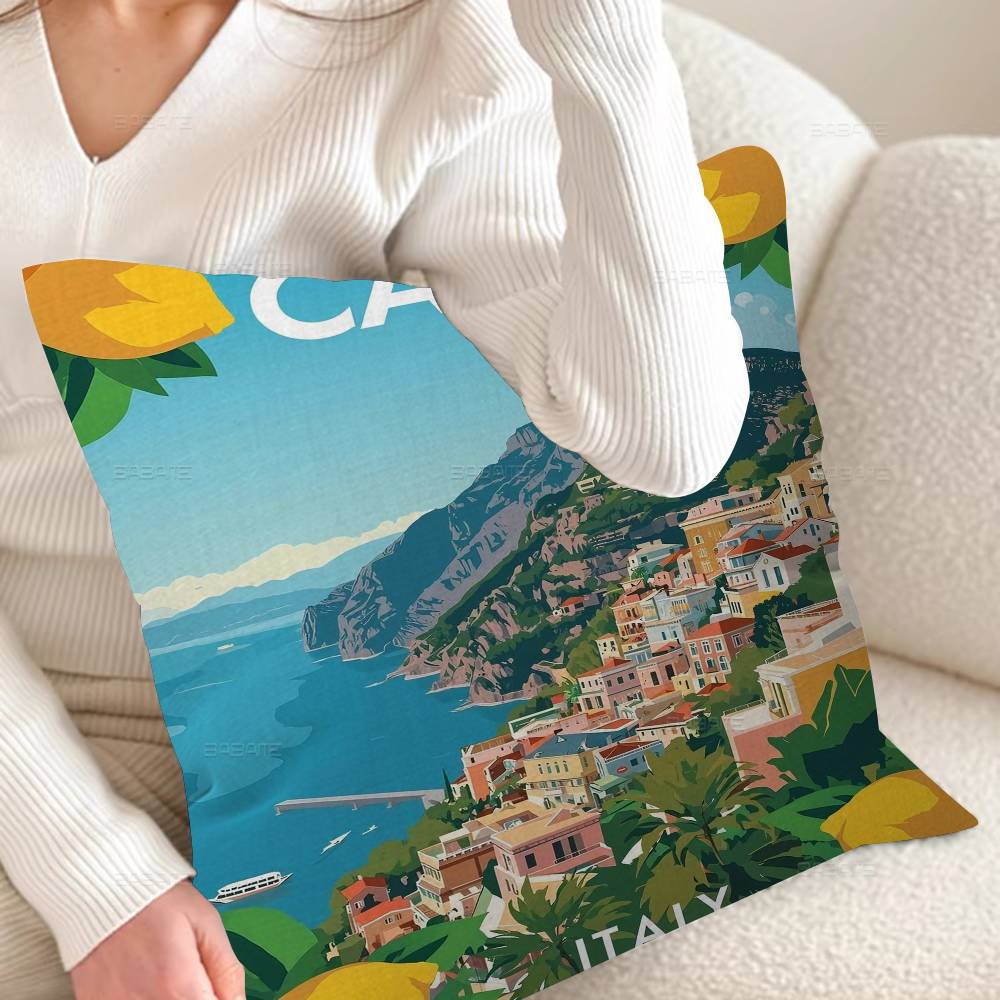 Capri Lemons Wall Art La Dolce Vita Personalized Pillow Cover Kids Bedroom Wild Party Decor Pillowcase Kid Birthday Shower Gift