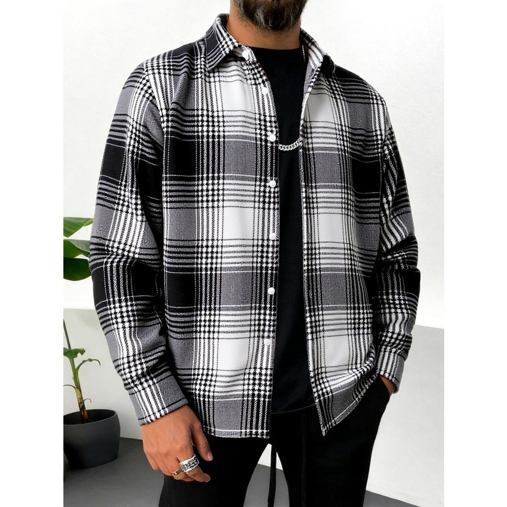 Men’s Checked Long-sleeved Shirt – Men’s Business and Casual Shirt
