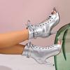 European and American Hollow Fish Mouth Booties Jazz Lace-up Dance Dance High Heels