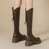 Winter Knight High Boots Women Shoes Woman Back Zippers New Elegant Platform High Heel Long Boots Short Plush Women's Footwear