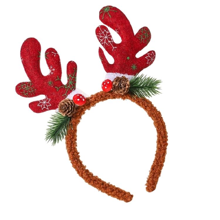 Mistletoe Fashionable Antler Head Hoop Eye-catching Hair Ornament Hair Styling Tool for Children Adults Photo Props