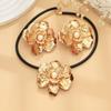 Personalized exaggerated metal three-dimensional pleated large flower necklace earrings retro flower jewelry set