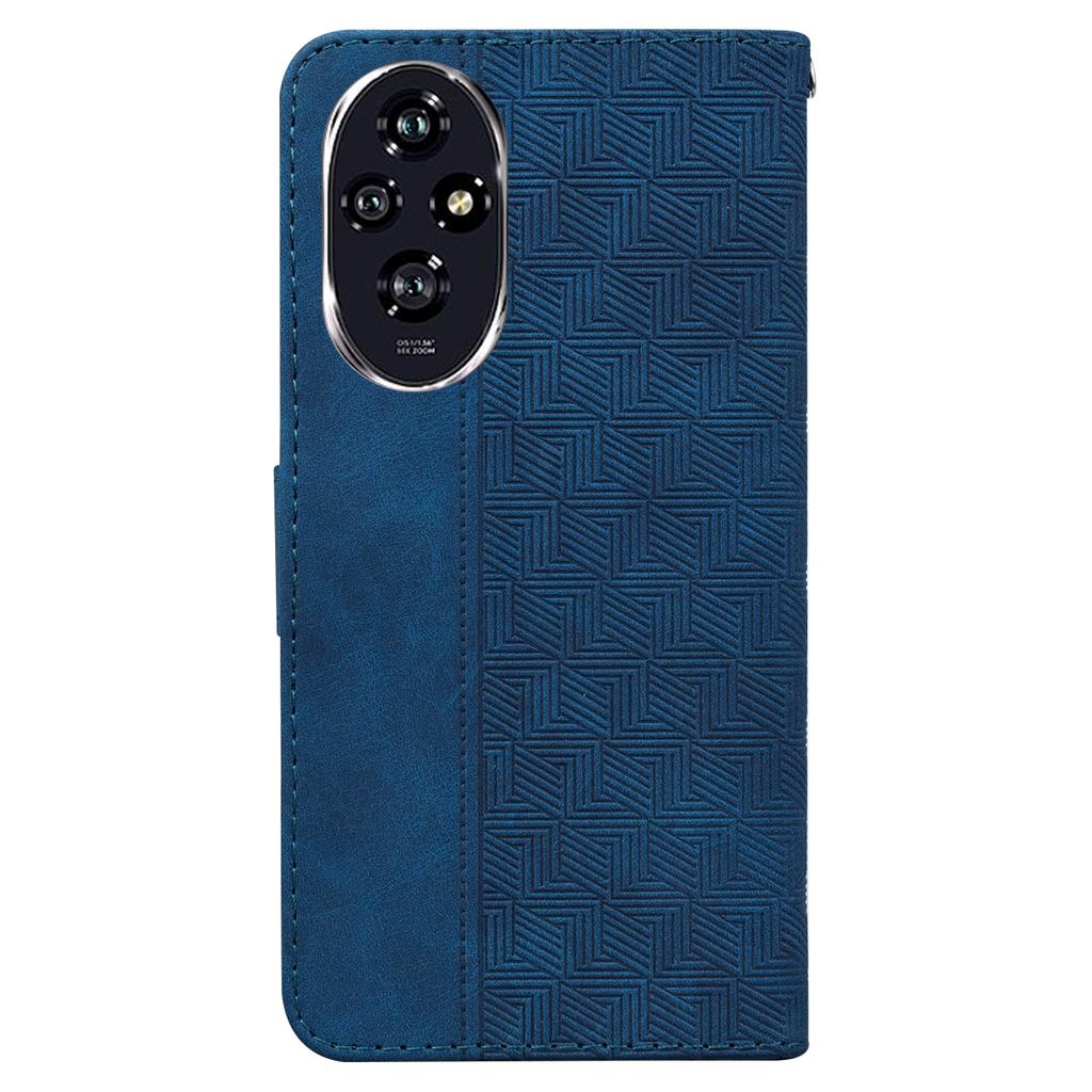 For Honor 200 5G Leather Case Geometry Imprint Wallet Phone Cover with Strap