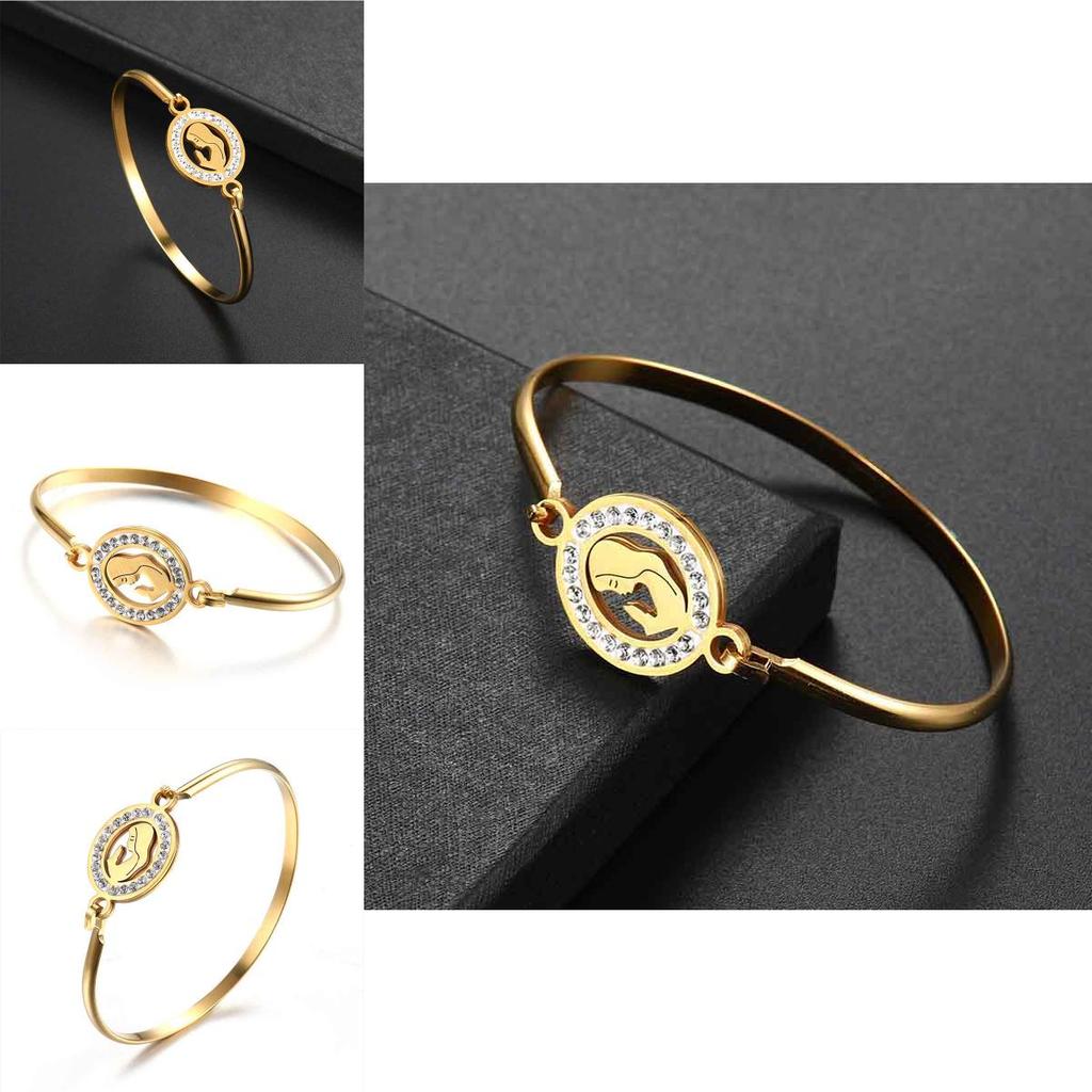 Exquisite Gold Plated Simple Cuff Bangle With Shimmering Rhinestones Jewelry Piece