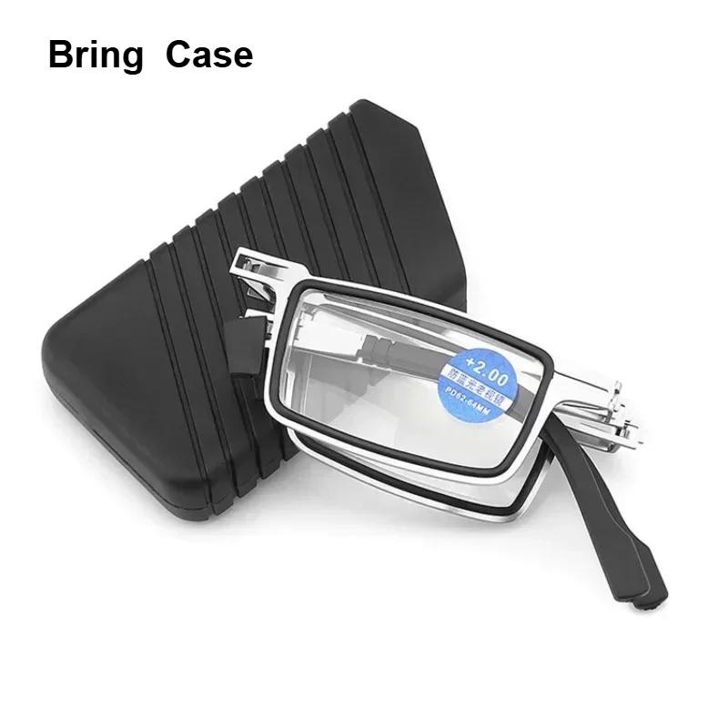 +1.0 ~ +4.0 Retro Folding Reading Glasses for Men / Women Metal Frame Anti-blue Light Eyeglasses with Free Case