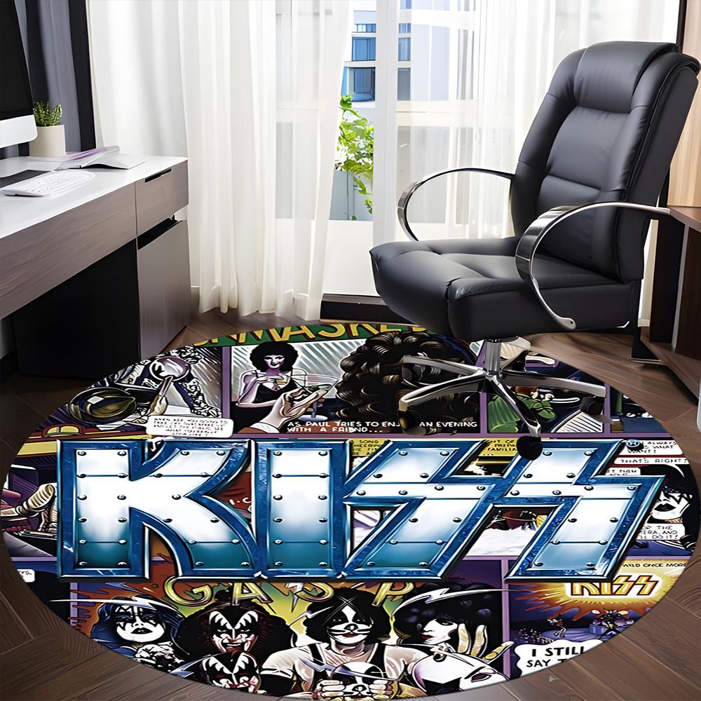 1pc KISS Band Office Round Area Rug, Indoor Mat Suitable For Office, Under Office Chairs Bedroom Living Room Home Decor a0908169