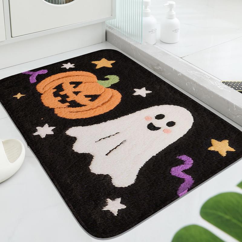 Purple Witch Hat Pattern Bathroom Floor Mat, Bathtub Absorbent Foot Mat, Shower Room Small Carpet Decorative Mat