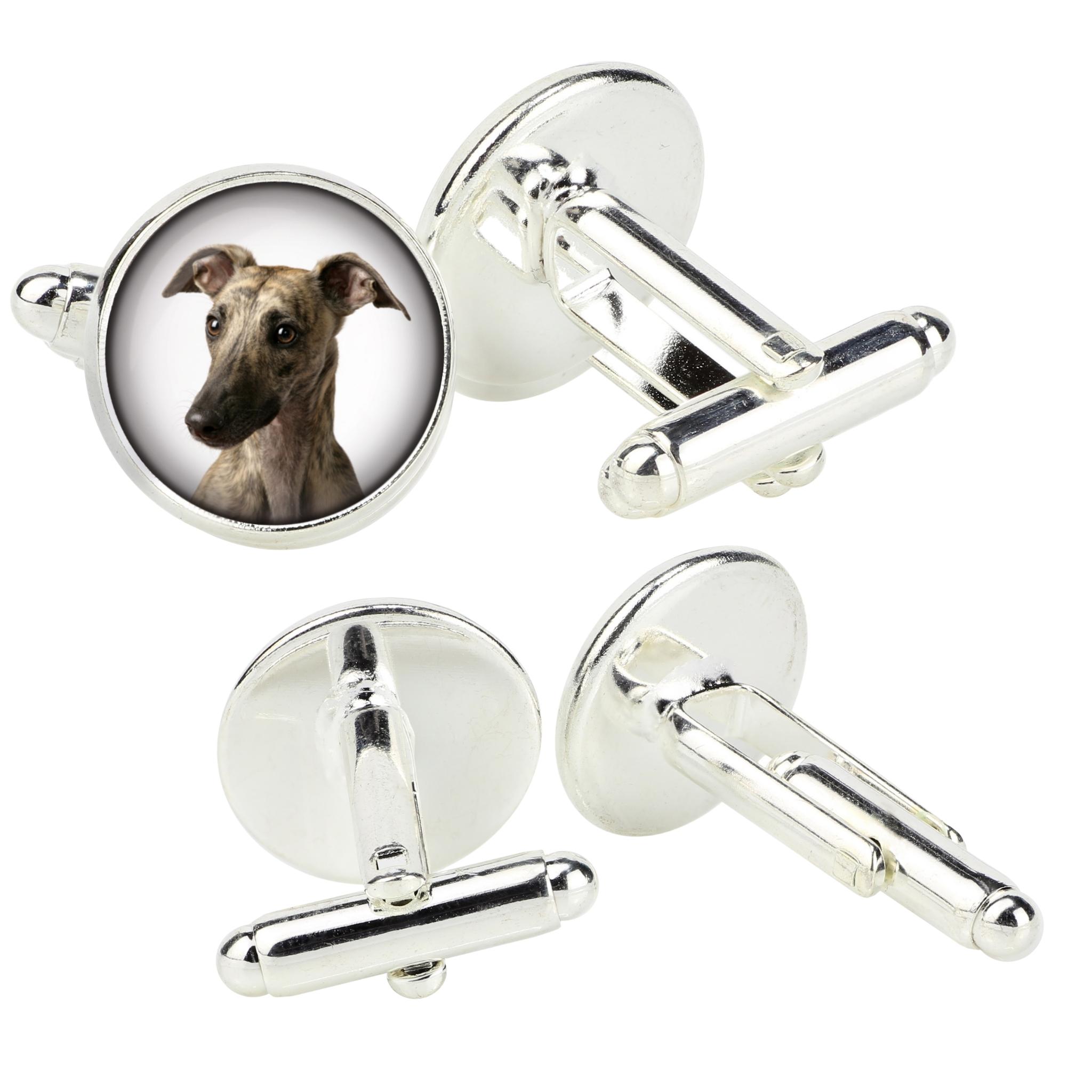 

Whippet - cufflinks in a box, handmade jewelry, product of the Art-Dog brand срібний
