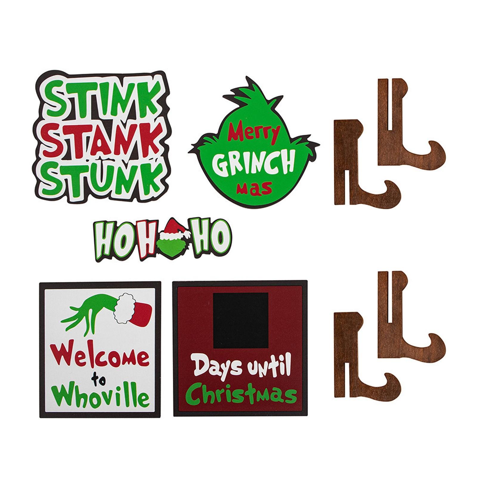 

Christmas Tiered Tray Decor, Double Sided Tiered Tray Decorative Wooden Signs, Green Wooden Rustic Tray Decor For Tiered Tray, Shelf, Table And Mantle