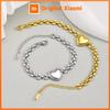 Vnox Stainless Steel Love Hand Bracelet For Women Gold  Silver Color Strap Chain Bracelets Girls Heart Jewelry Girls Mom Gift