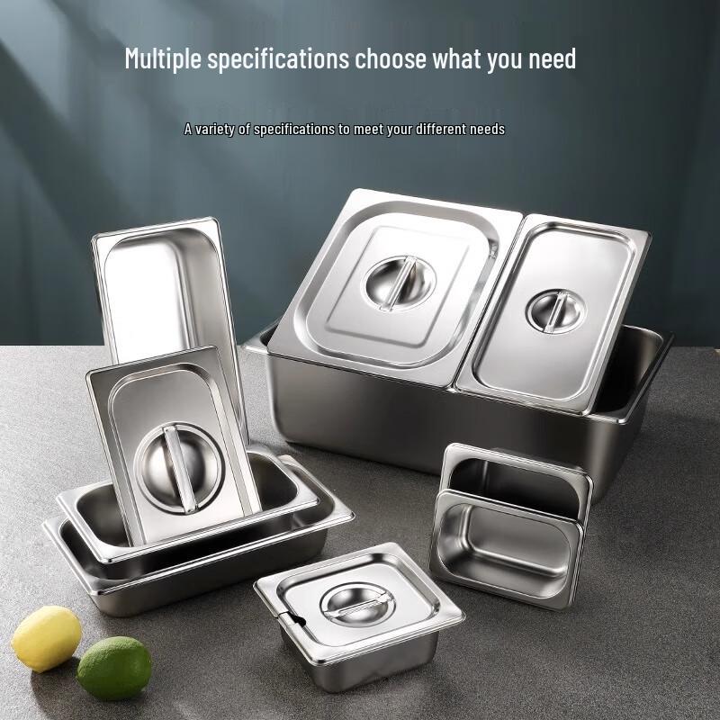 Food-Grade 304 Stainless Steel Deep Rectangular Food Pan with Lid