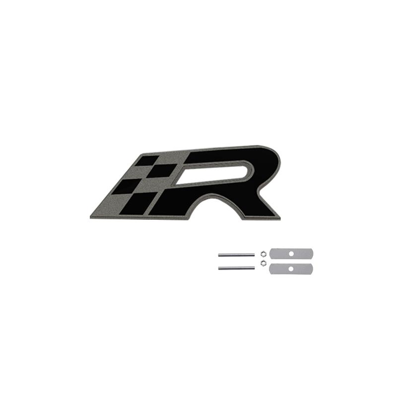 zjcr6 Car Accessories Metal Race Flag Front Hood Grille Emblem Rear Trunk Body R 300 Badge Sticker For Seat IBIZA Leon Cupra Ateca