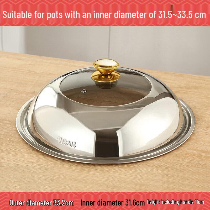 BiaoXing Universal Transparent Stainless Steel Wok Lid