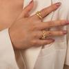 Korean-Style Geometric Gold-Plated Open Ring with Rhinestones for Women