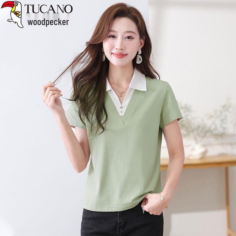 Woodpecker Women s Pure Cotton Summer Polo Shirt 4XL