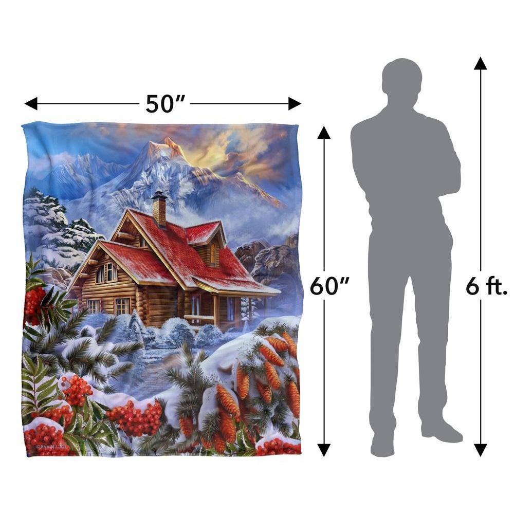 JQ Licensing Silky Log Cabin Winter Supersoft Blanket