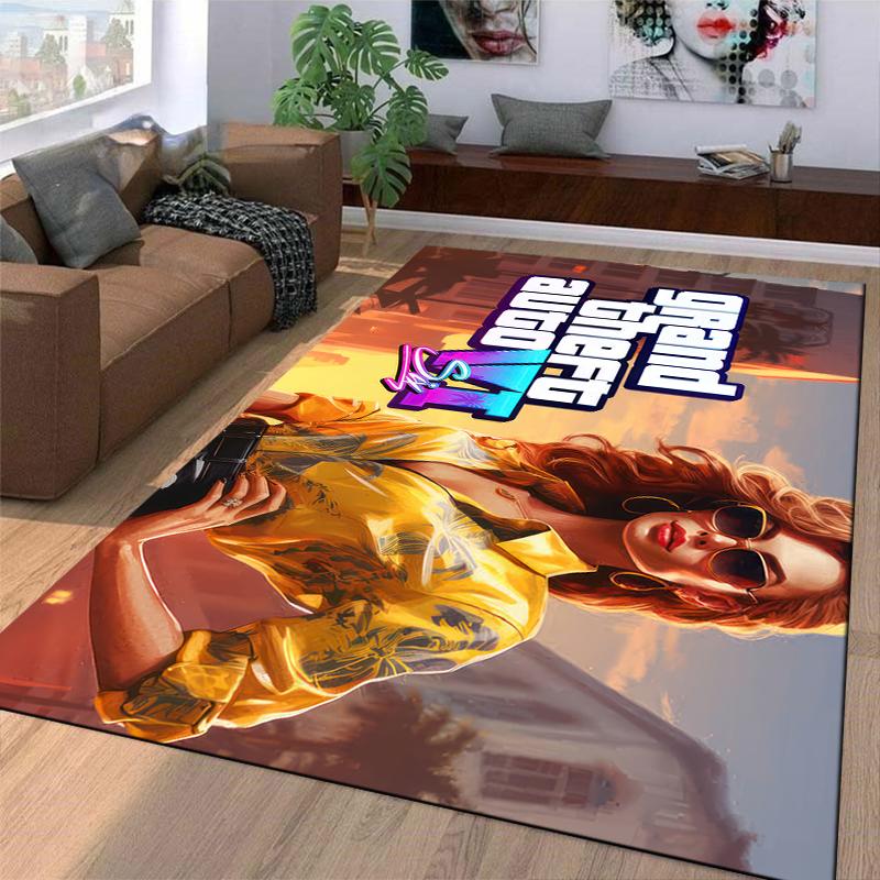 Tappeto in Flanella Stampato Grand Theft Auto Bellezza Bionda Antiscivolo Adatto per Camera da Letto, Soggiorno, Decorazione Stanza dei Bambini