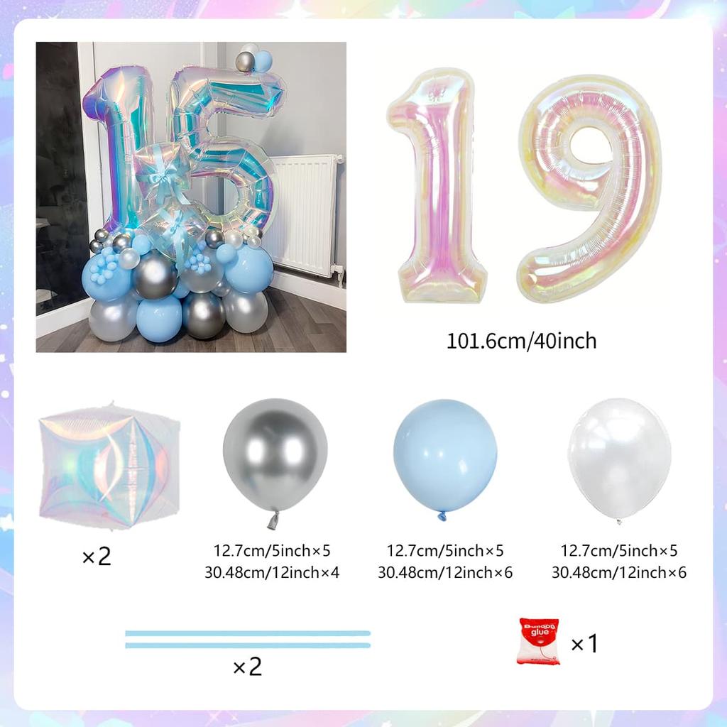 Colorful Rainbow Balloon Set Digital Transparent Colorful Aluminum Film Balloon Commemorative Day Birthday Party Decoration