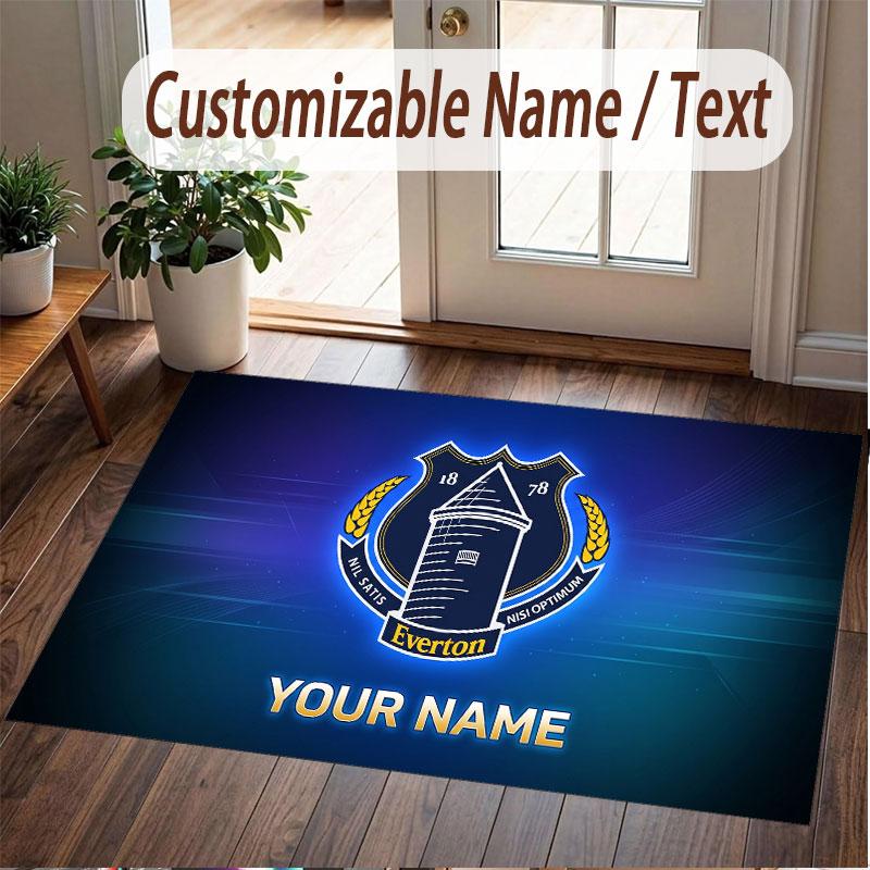 Custom Rug Everton FC Pattern Print Name Text Soft Non‑Slip Floor Carpet for Home Indoor Decoration