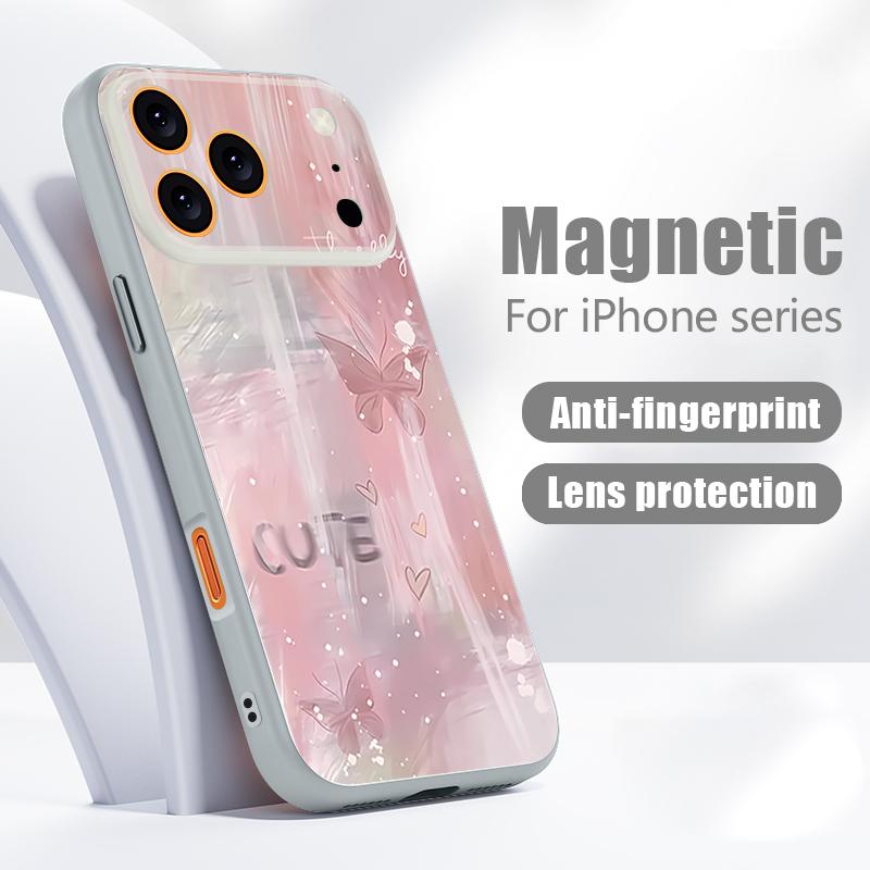 Oil Painting Flowers Pattern Case For iPhone 17 Pro Max Funda iPhone 16 15 14 13 Pro Max Magnetic For Magsafe Hybrid Slim Matte Cover