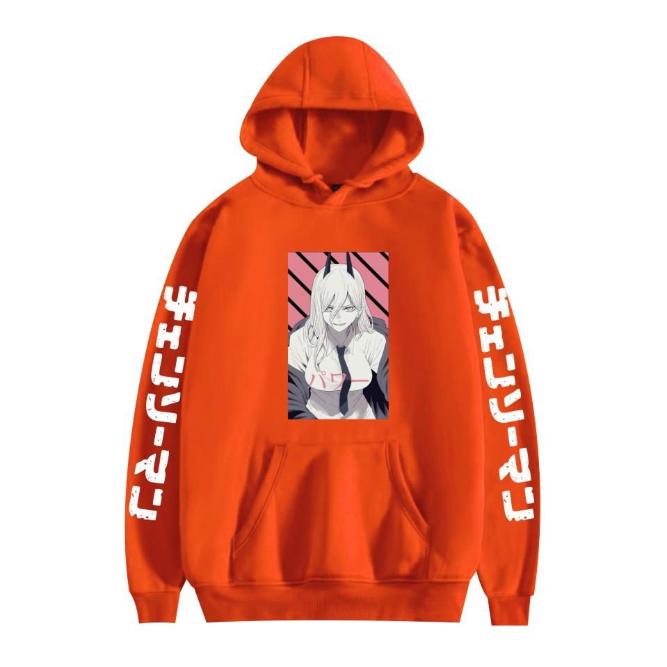 

Chainsaw Man Cartoon Hoodie Sweatshirt Anime Printed Cool CARTOON Pullover Hooded Unisex XXS помаранчевий