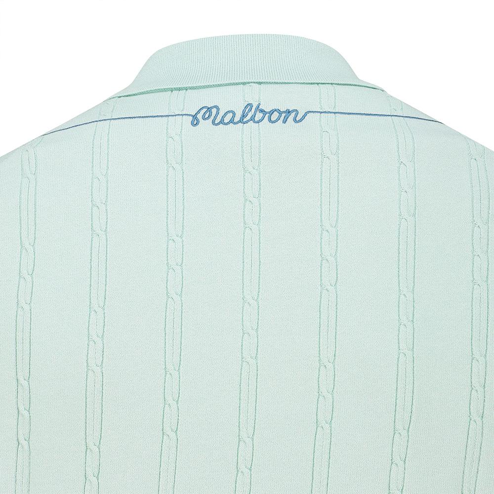 MALBON GOLF M Chain Cable Pattern Casual Short Sleeve Knit Pastel Blue (Man)