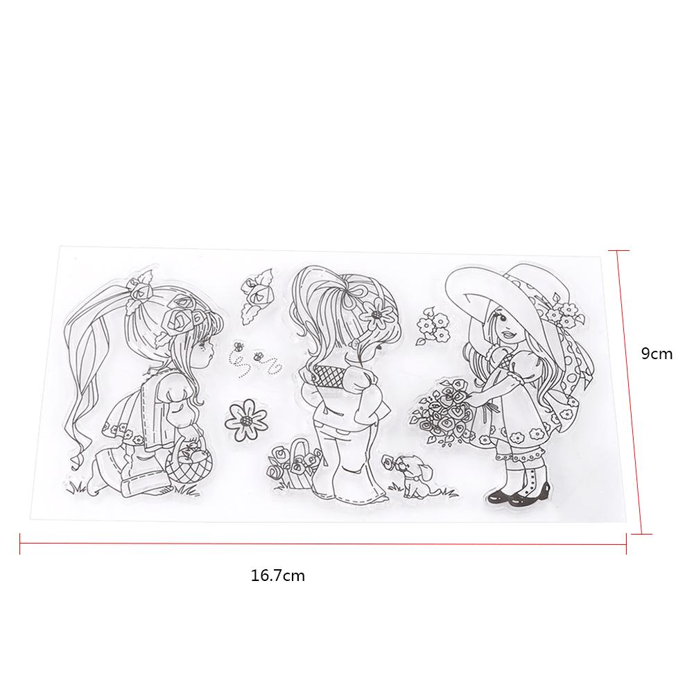 Scrapbook Photo Album Transparent Silicone Rubber Clear Stamps Cartoon Girls