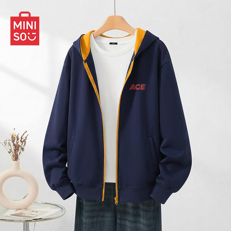 

MINISO Men s American Heavyweight Hooded Zipper Sweatshirt M
