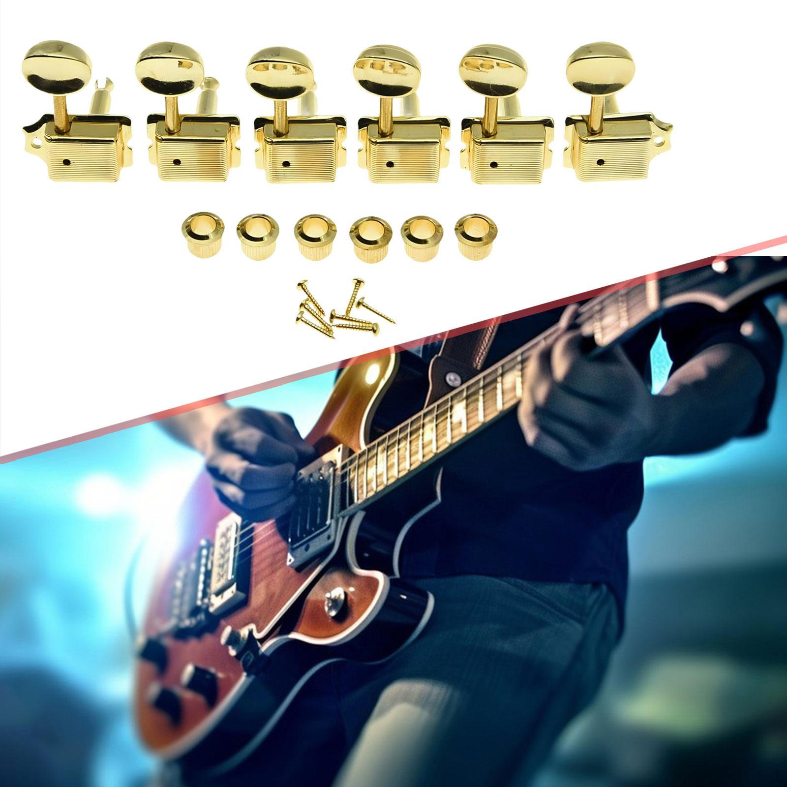 

6 Pieces Retro Electric Guitar Tuners Split Shaft Tuning Pegs Sturdy with Bushings Screws Accessory Golden