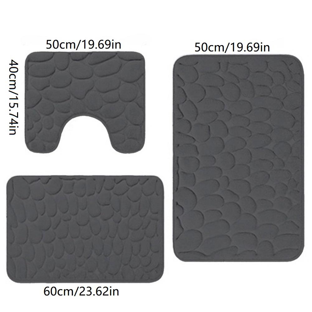 3pcs/Set Super Soft Memory Foam Bath Mat Carpet Bathroom Water-absorbing Non-slip Stone Pattern Floor Mat for Shower Room Rugs