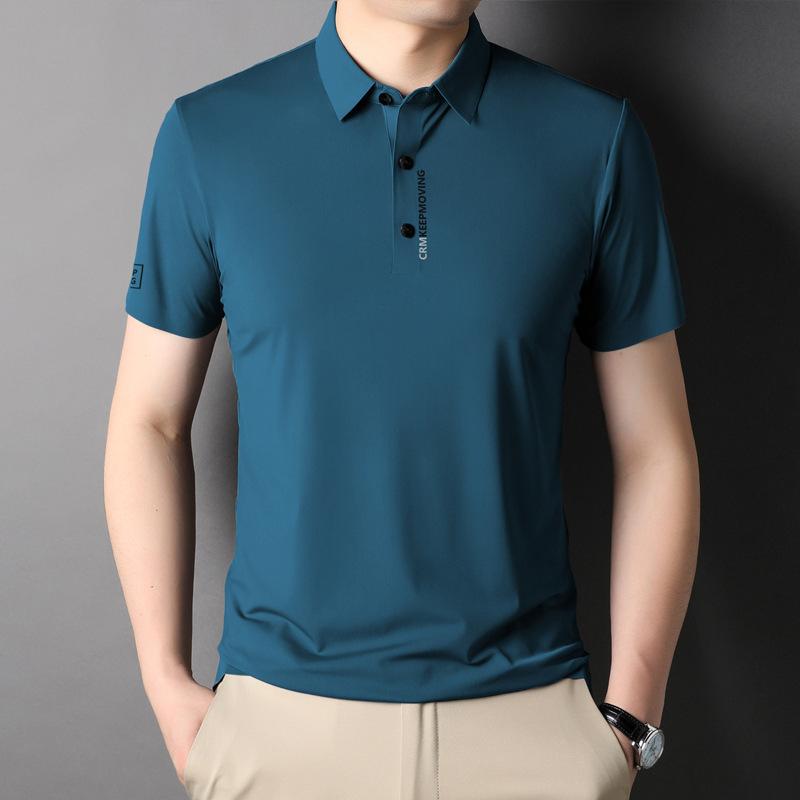 New Short-Sleeved T-shirt Men's Cotton Short-Sleeved Slit Thin Summer T-shirt Men's Polo Shirt Men's