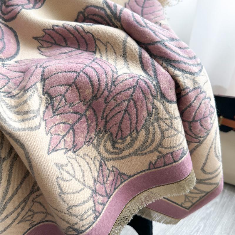 New Rose Thickened Imitation Cashmere Scarf Women's Autumn and Winter Warm Shawl Scarf