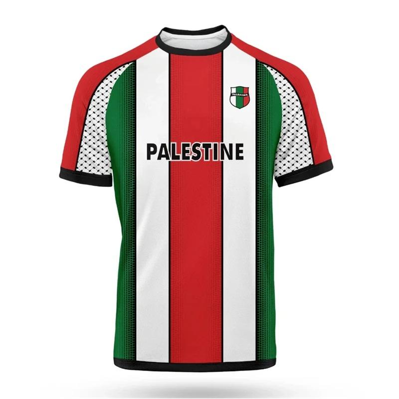 Fashion Palestine Flag Football T-shirts Summer Casual 3D Printed Sports Jersey Loose Round Neck Quick Dry Breathable Men's T-shirts