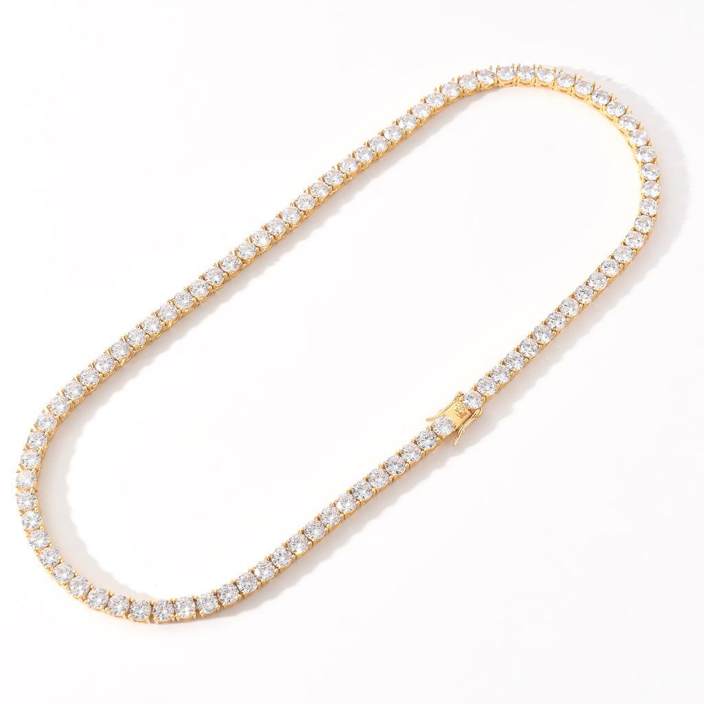 Collier Tennis Homme Haut de Gamme 4mm 5mm Zircon - Luxueux Accessoire Bijou Accentué de Diamants