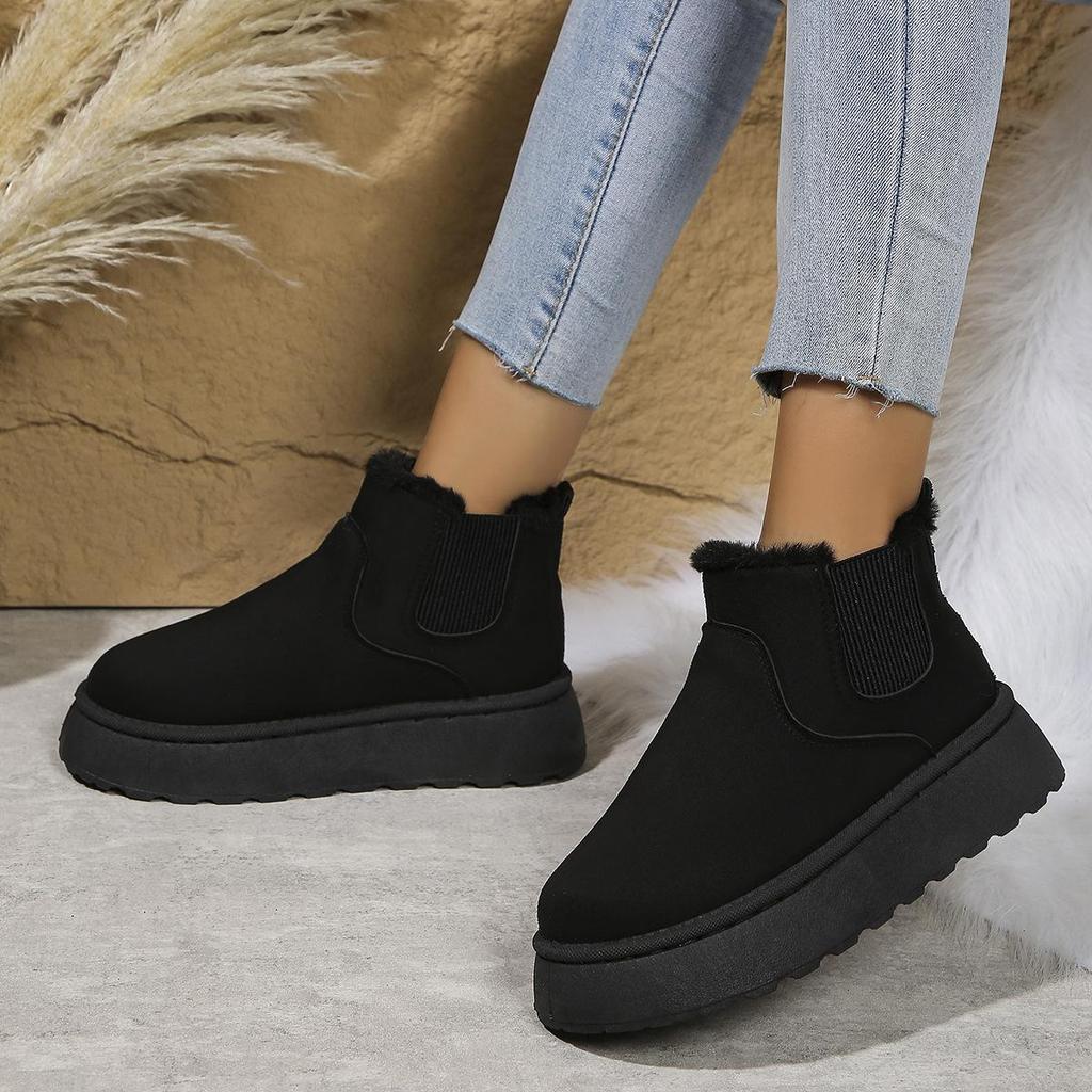 2025 Winter Neue Damen Schneestiefel mit dicker Sohle - Fleecegefütterte, verdickte Slip-on Warme Brot-Baumwollstiefel