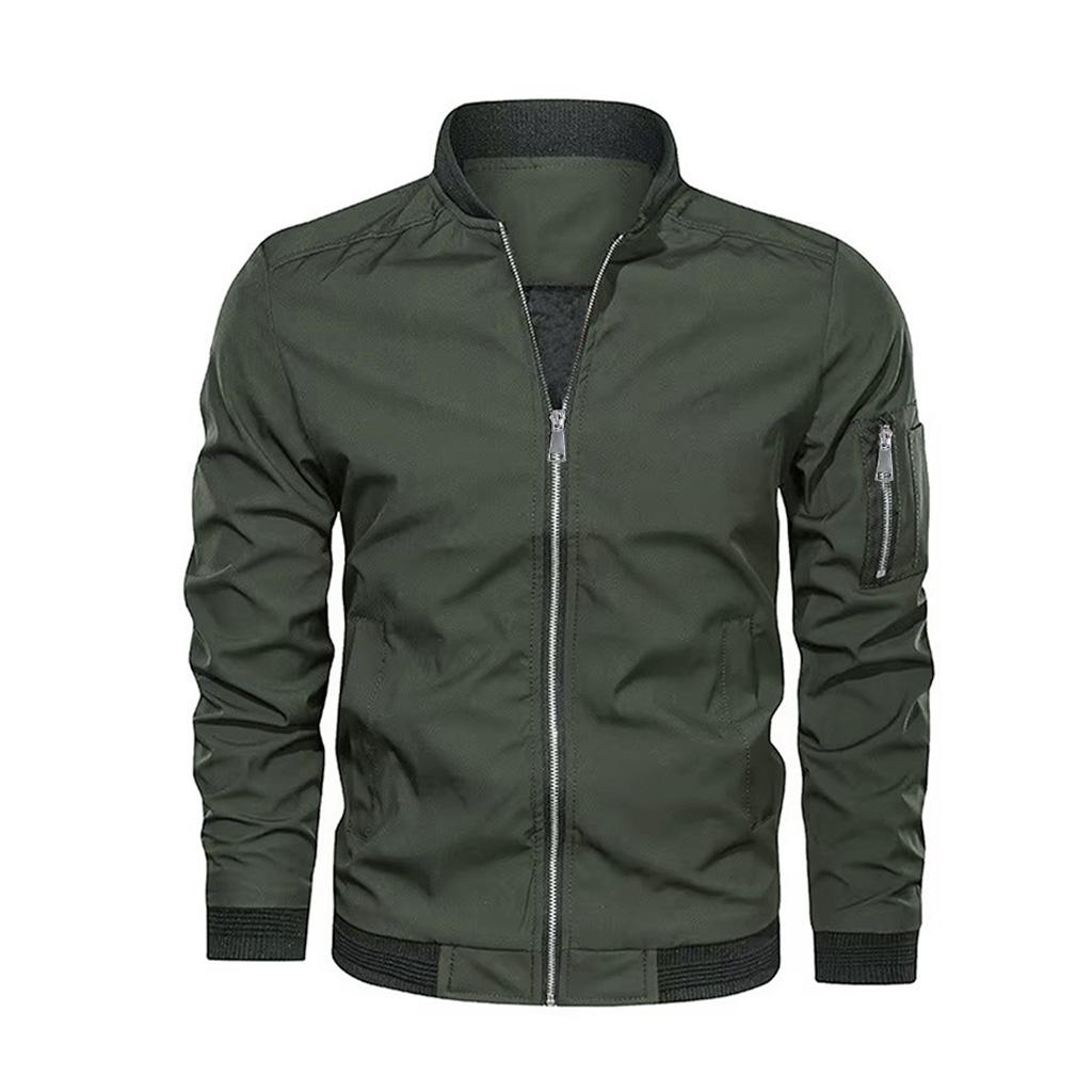 Men's Jackets Fall Bomber Jacket for Men Streetwear Baseball Coat Stand Collar Slim Zipper Up Outdoor Jacket Men Coat