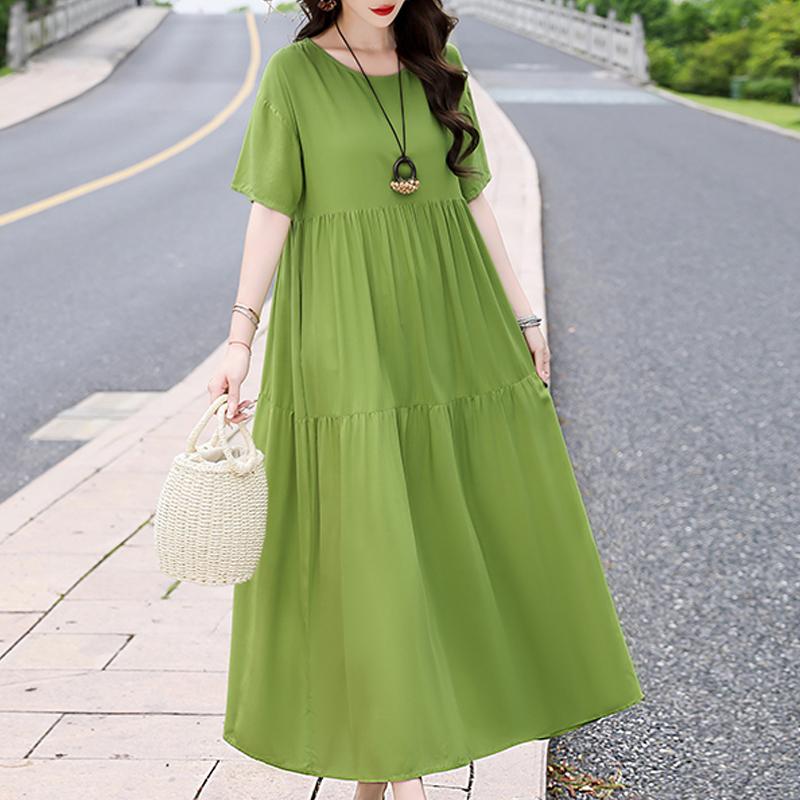 Elegantes Sommerkleid für Damen, Vintage-Kleidung, Übergröße, lässig, kurzärmelig, lange Kleider