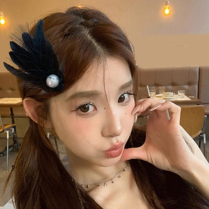 Feather Duckbill Hair Clip Side Hairpin Embroideried Wing Shape Hair Clip for Women Girl Hair Decoration Accessories