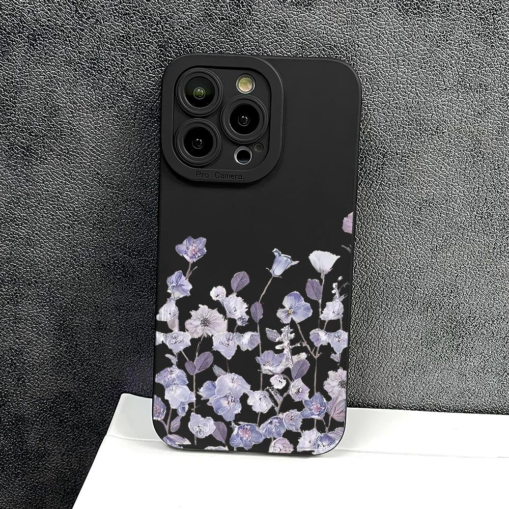 Purple Flower Pattern Phone Case Suitable for iPhone 17 16 15 14 13 12 11 Pro/Max/Plus Anti Drop and Shockproof Back Cover