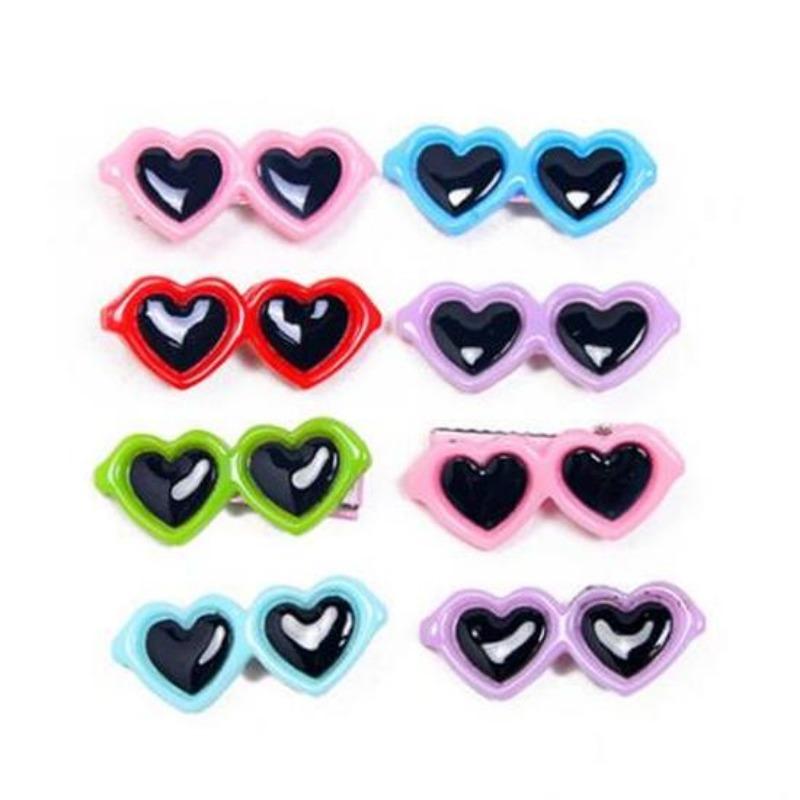 10Pcs Fashion Pet Dog Hair Bows Clips Love Style Doggie Boutique Sunglasses Pet Grooming