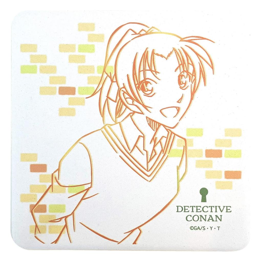 Detective Conan Kazuha Water-Absorbent Coaster, Square, Ceramic, Approx. 10cm, Line Art, Tableware, Goods, Miscellaneous Goods, 034589