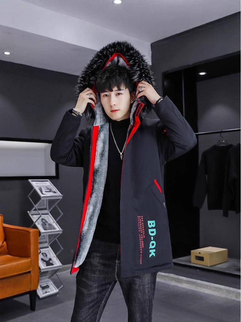 Parka d'hiver mi-longue en coton pour homme 2025: Vêtements d'extérieur épais, doublés de velours, chauds