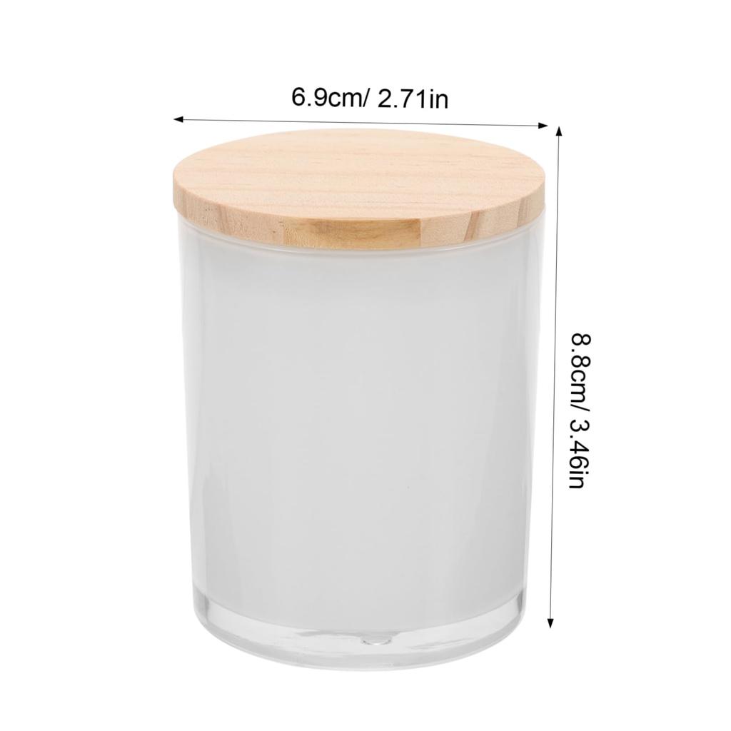 Portavelas de Cúpula de Cristal Alipis, Juego de 4 con Tapas de Madera (Acabado en Spray Blanco), para Velas Artesanales, Capacidad de 200 ml, Portavelas tipo Tea Light, Transparente