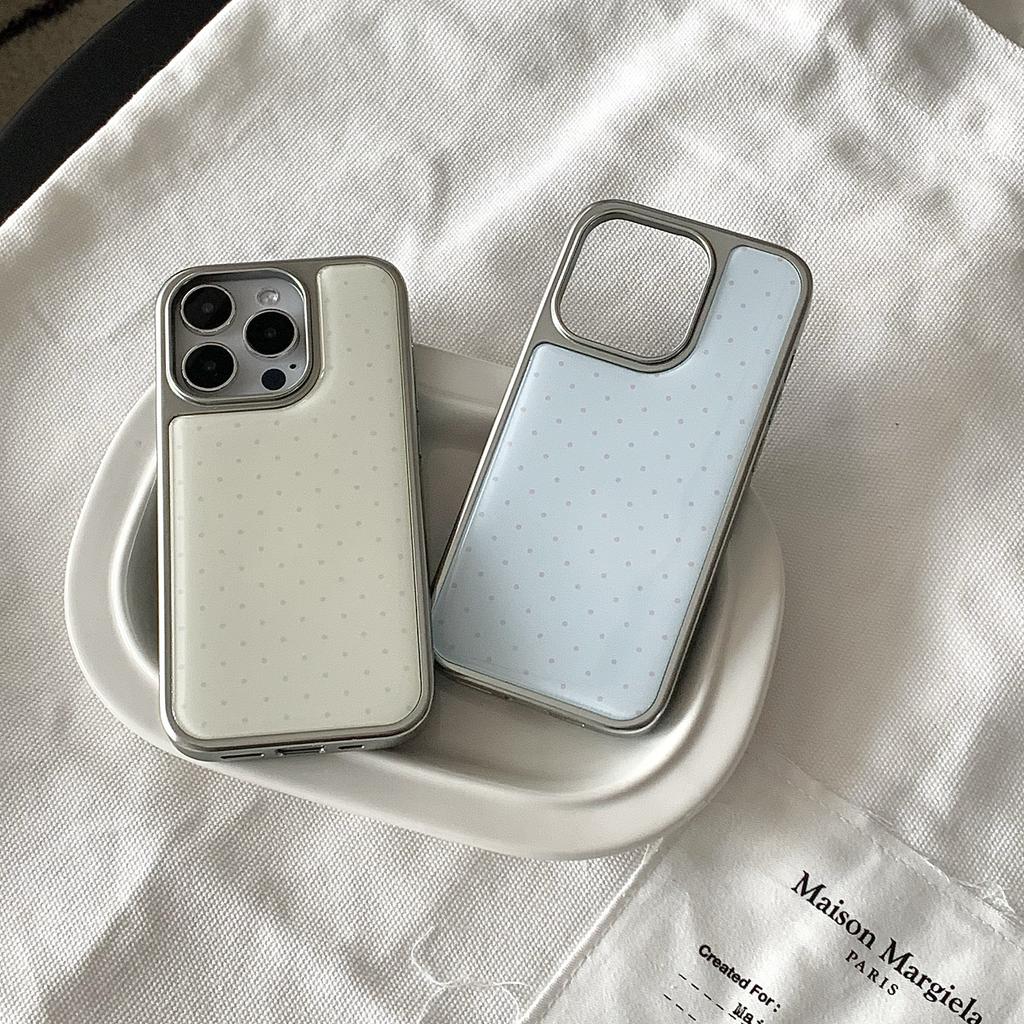 Japanese Korean ins Yellow Blue Polka Dots Cartoon Cute Drop Glue Phone Case For Samsung S 23 24 25 26 FE ULTRA EDGE PLUS Cover