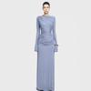 Herbst Neue Mode Temperament Langarm Elegant Falten Taille High-End Kleid