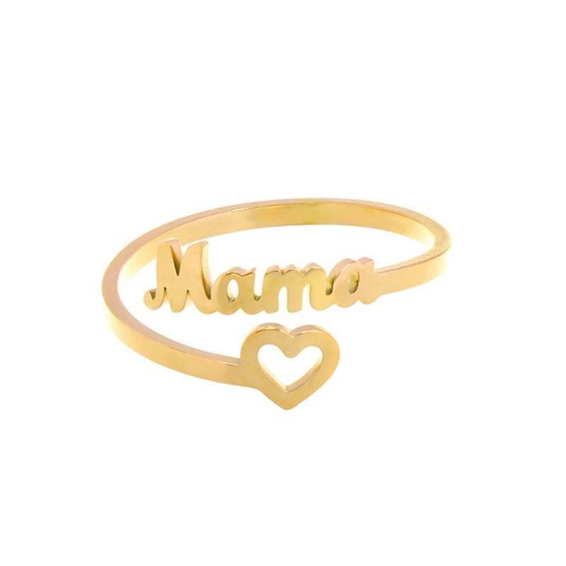 Stainless Steel Adjustable Mom Ring - European American Fashion Letter Design for Mother s Day Gift